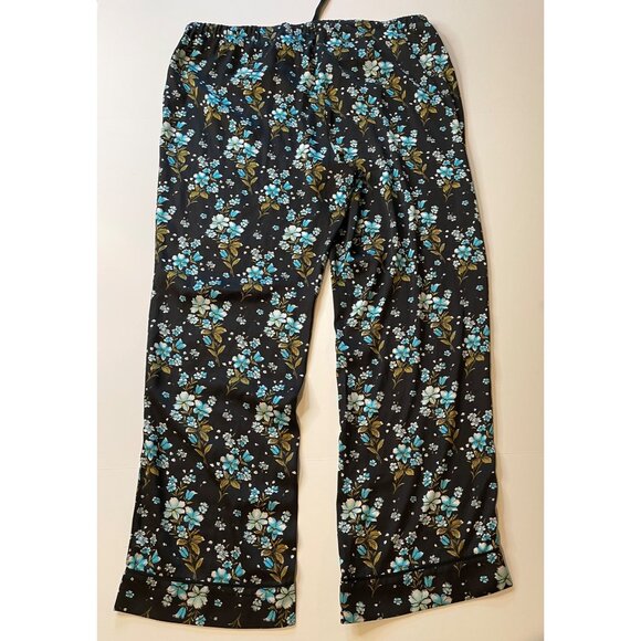LOFT Sleepwear Floral‎ Satin Pajama Pants Large Dark Cottagecore Romantic Dainty - Picture 2 of 12